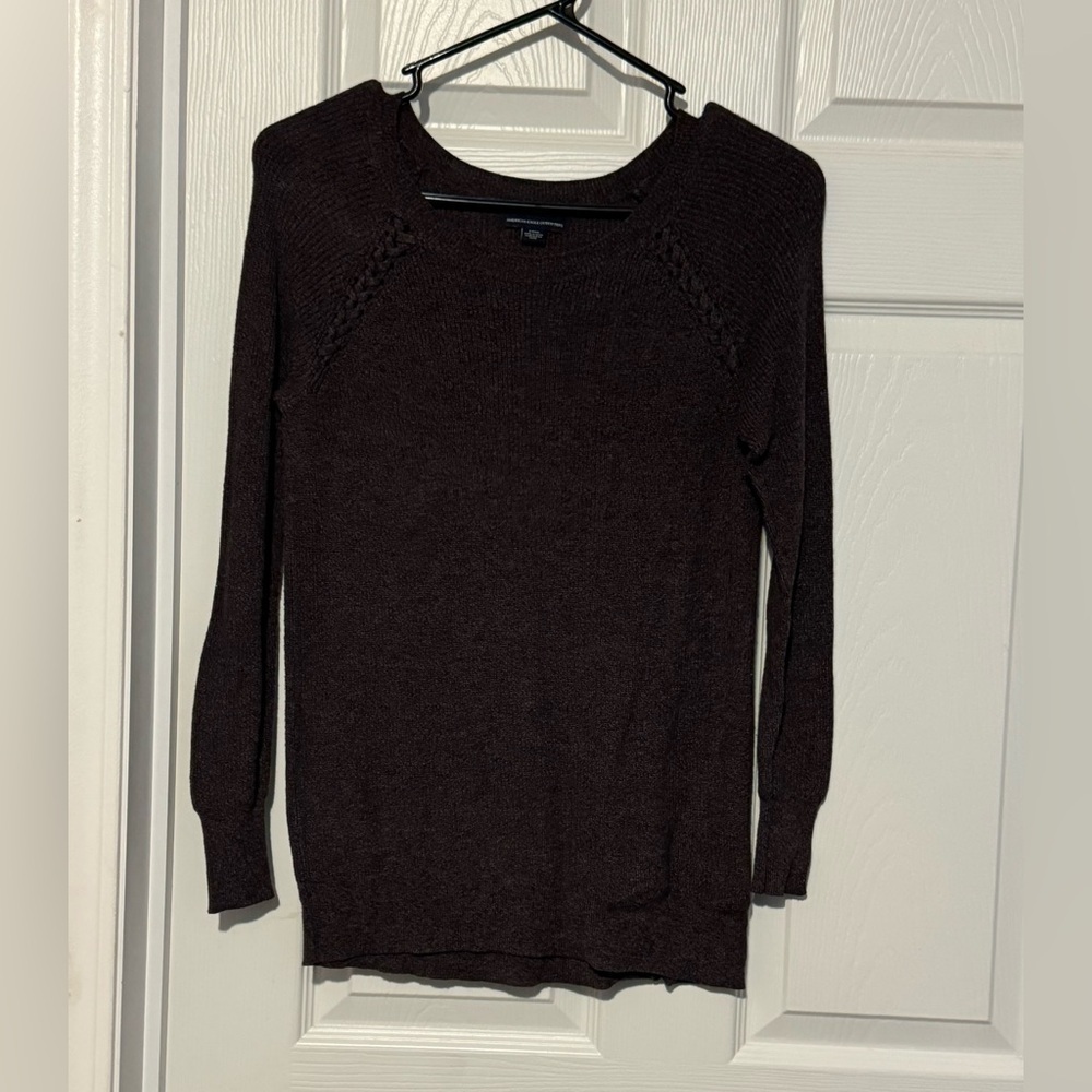 American Eagle Outfitters Women's Cable Knit Sweater Shirt Gray pullover GUC